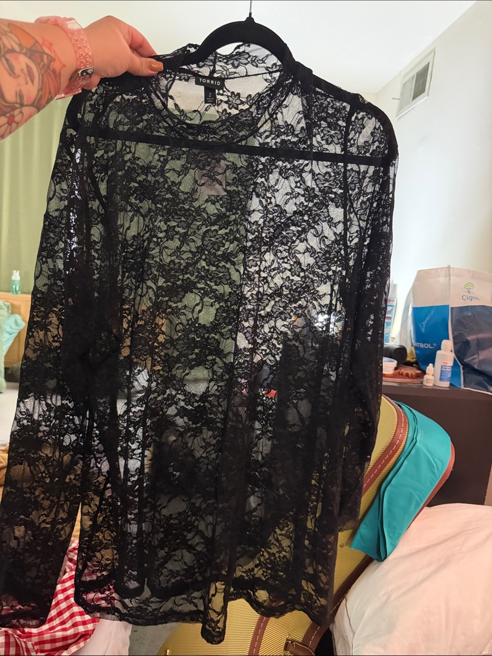torrid Black Floral Lace Sheer Cardigan